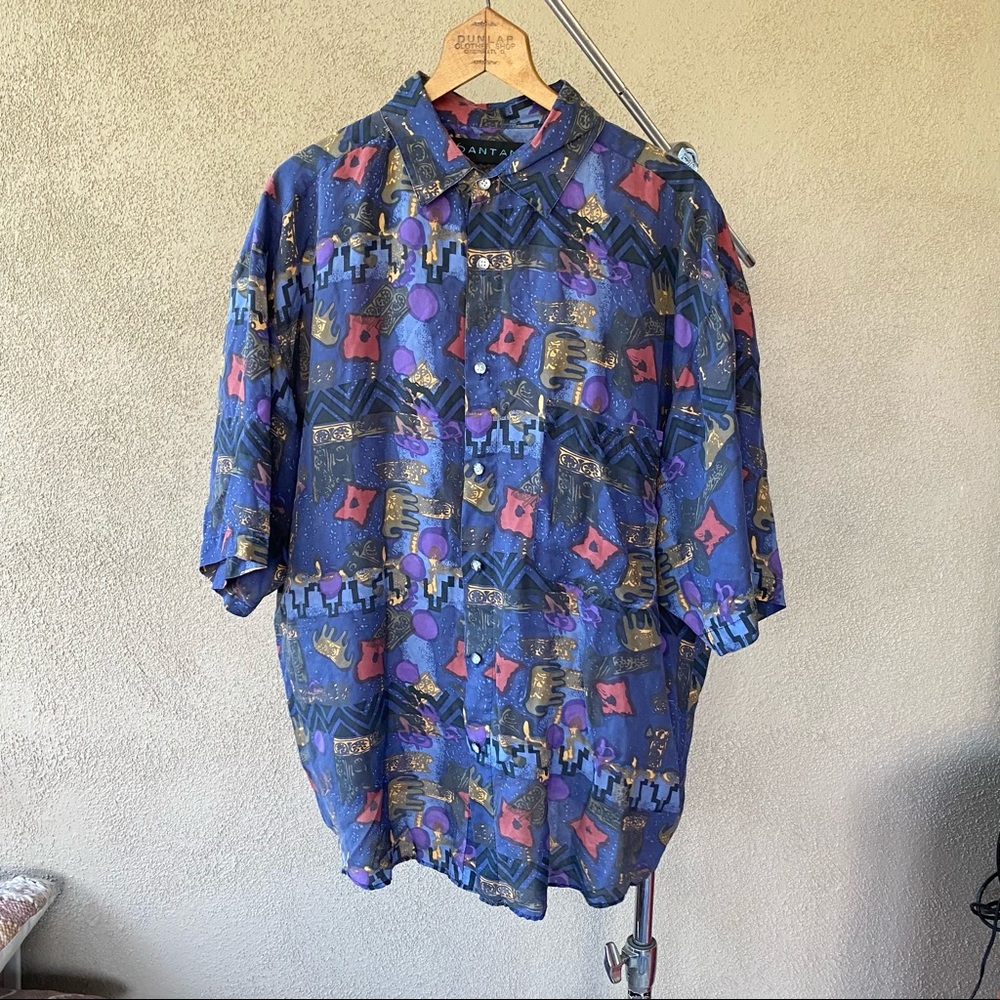 Vintage 80s/90s Silk Santana Button Down-Large